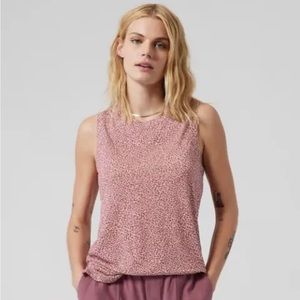 Athleta Breezy Tank Micro Cheetah Bashful Rose